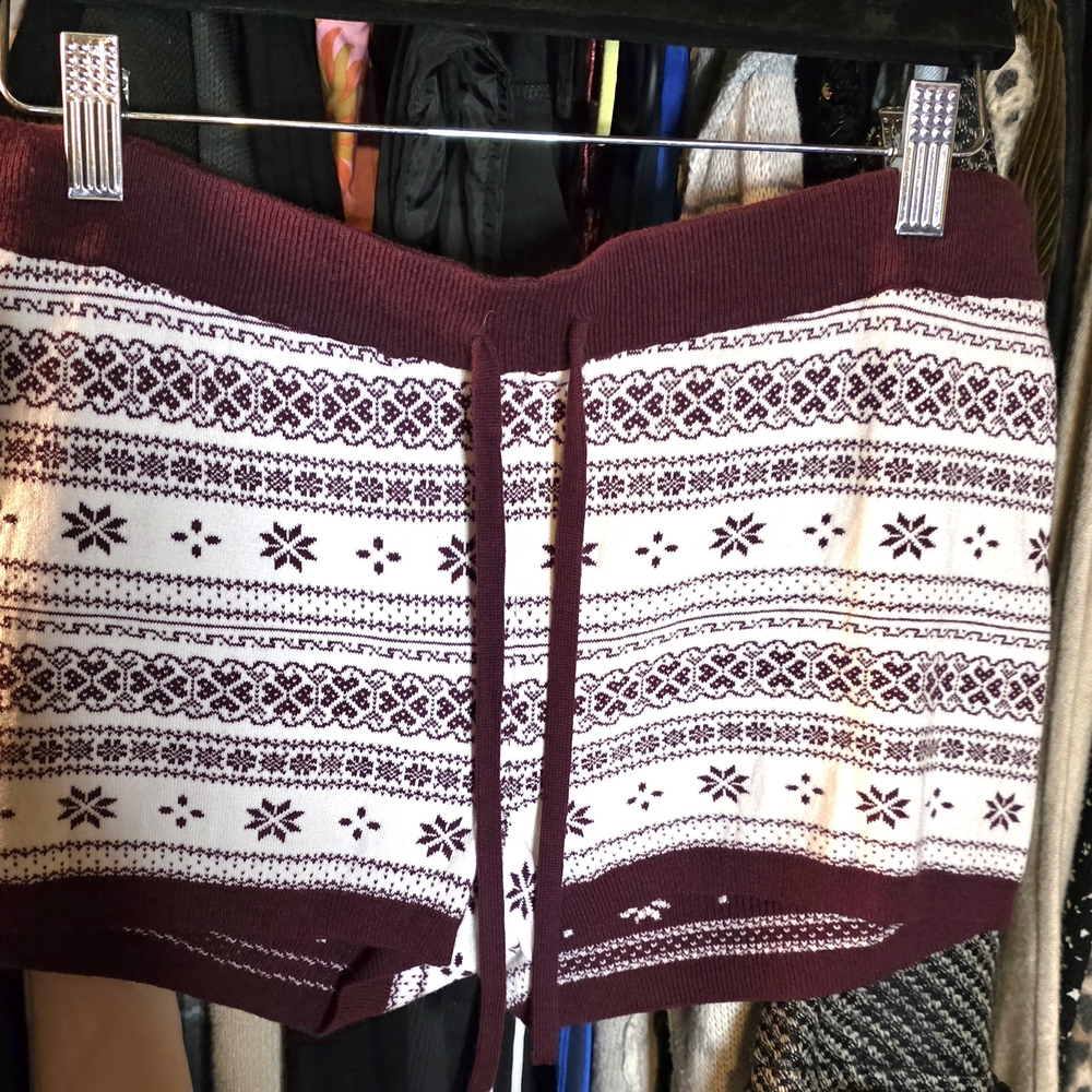 Free Press Maroon and White Knit Fabric